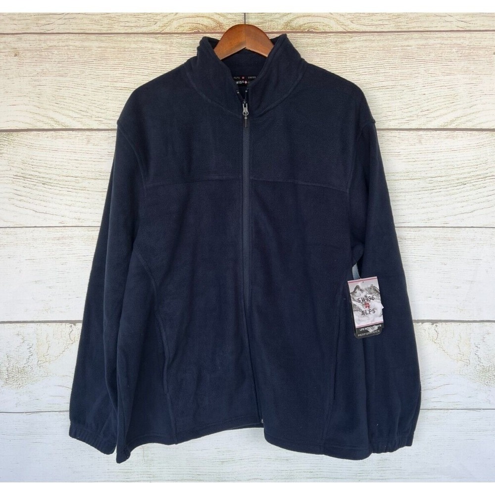 Swiss Alps Fleece Shirt Mens Size Large Blue Fleece‎ Zip Neck Jacket Shirt New